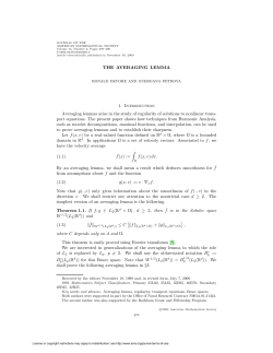 THE AVERAGING LEMMA 1. Introduction Averaging lemmas arise