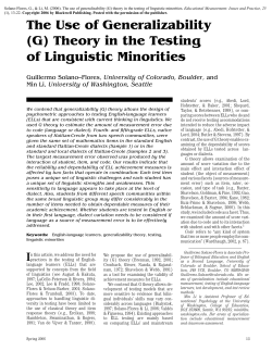 The Use of Generalizability (G) Theory in the Testing of Linguistic