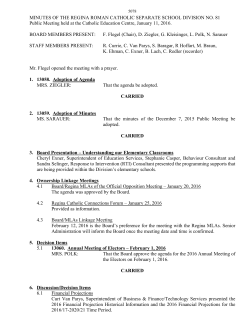 MINUTES OF THE REGINA ROMAN CATHOLIC SEPARATE