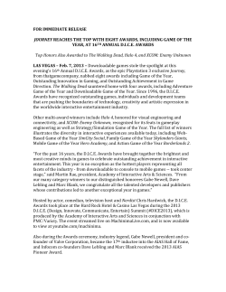 journey reaches the top with eight awards