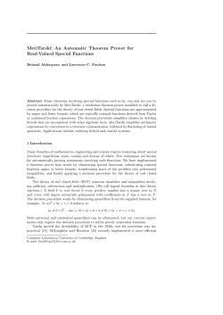 MetiTarski: An Automatic Theorem Prover for Real