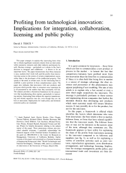 Profiting from technological innovation: Implications