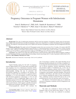 Pregnancy Outcomes in Pregnant Women with Subchorionic