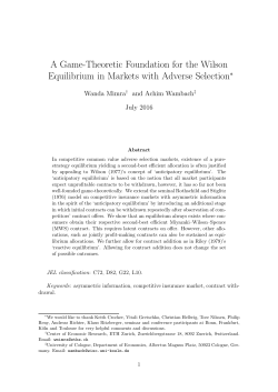 A Game-Theoretic Foundation for the Wilson Equilibrium in Markets