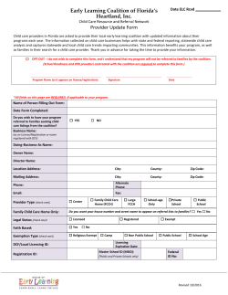 CCRR Provider Update Form pdf - Early Learning Coalition of