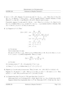 Department of Mathematics MATHS 255 Solutions to Regular