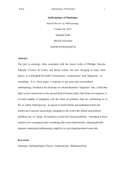 Anthropology of Ontologies Annual Review of Anthropology Volume