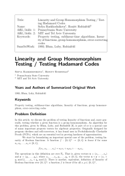 Linearity and Group Homomorphism Testing / Testing Hadamard