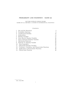 MATH 241 Contents 1. Sets and Set Operations 2 2. Probability