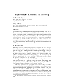 Lightweight Lemmas in Prolog - School of Electrical Engineering