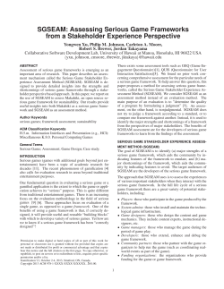 SGSEAM: Assessing Serious Game Frameworks from a Stakeholder