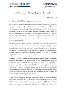 Joint Statement for EU-Japan Regulatory Cooperation 13 December