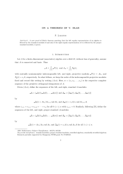 ON A THEOREM OF V. DLAB P. Lakatos 1. Introduction Let A be a