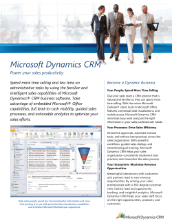 Microsoft Dynamics CRM Power your sales