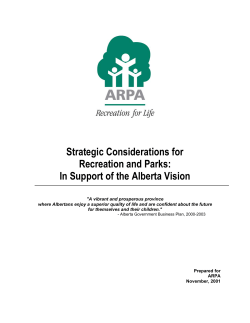Strategic Considerations for Recreation and Parks