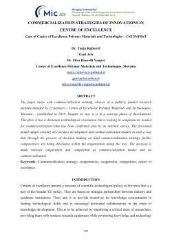 commercialization strategies of innovations in centre of excellence