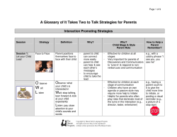 A Glossary of It Takes Two to Talk Strategies for Parents
