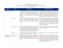 Source Topic Comments Response/Action