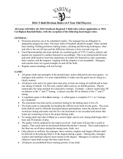 2016 T-Ball Division Rules (4-5 Year Old Players)
