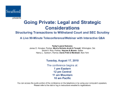Going Private: Legal and Strategic Considerations