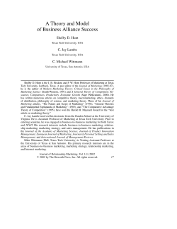 A Theory and Model of Business Alliance Success