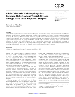 Adult Criminals With Psychopathy: Common Beliefs About