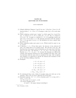 MATH 301 LECTURE ON FUNCTIONS