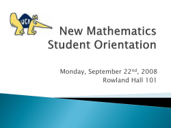 New Mathematics Student Orientation