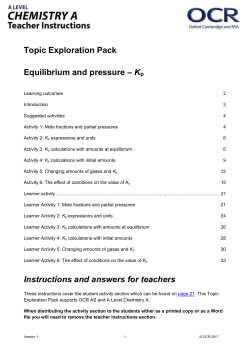 Equilibrium and pressure * Kp