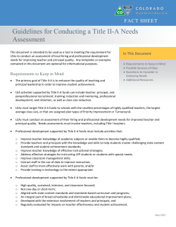 Guidelines for Conducting a Title II-A Needs Assessment