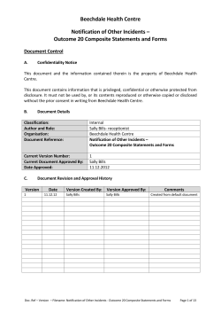 Notification of Other Incidents - Outcome 20