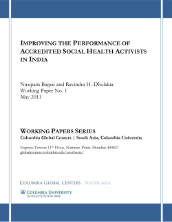 Improving Performance of ASHAs in India