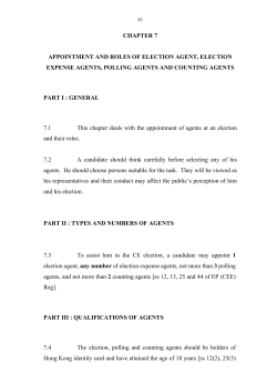 Appointment and Roles of Election Agent, Election Expense Agents