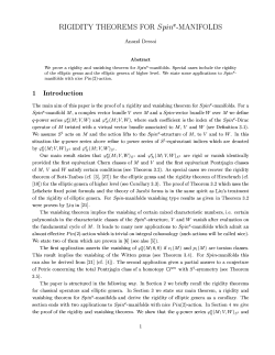 RIGIDITY THEOREMS FOR SpinC-MANIFOLDS Anand Dessai