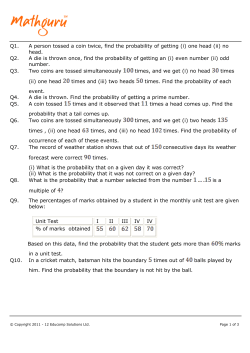 Q1. A person tossed a coin twice, find the probability of