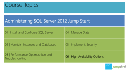 Administering SQL Server 2012 Jump Start