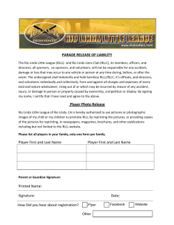 PARADE RELEASE OF LIABILITY Player Photo Release Player First