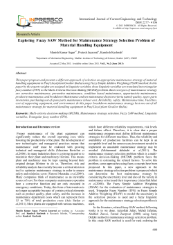 Exploring Fuzzy SAW Method for Maintenance Strategy Selection