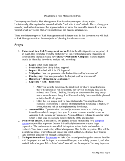 Developing a Risk Management Plan Developing an effective Risk
