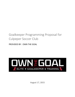 Goalkeeper Programming Proposal for Culpeper Soccer