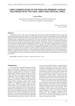 LONG CORNER KICKS IN THE ENGLISH PREMIER LEAGUE