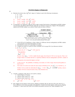 STAT212 Chapter 12 Homework H0: &pi;1 = &pi; 2 H1: &pi;1 &ne; &pi; 2 Test
