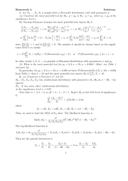 Homework 4. Solutions. 1. Let X 1, ..., Xn be a sample from a