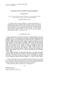 Learning to Play Limited Forecast Equilibria