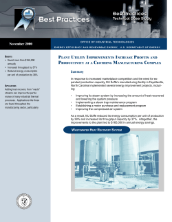 Plant Utility Improvements Increase Profits and