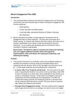 Becta`s Engagement Plan 2009