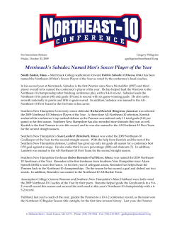 Merrimack`s Sabadoz Named Men`s Soccer Player of