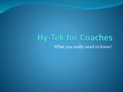Hytek for Coaches - BC Summer Swimming Association