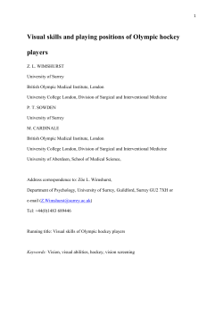 Visual Skills And Playing Positions Of Olympic hockey Players