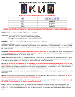Facility Rules for 2015-2016 Tournament Play